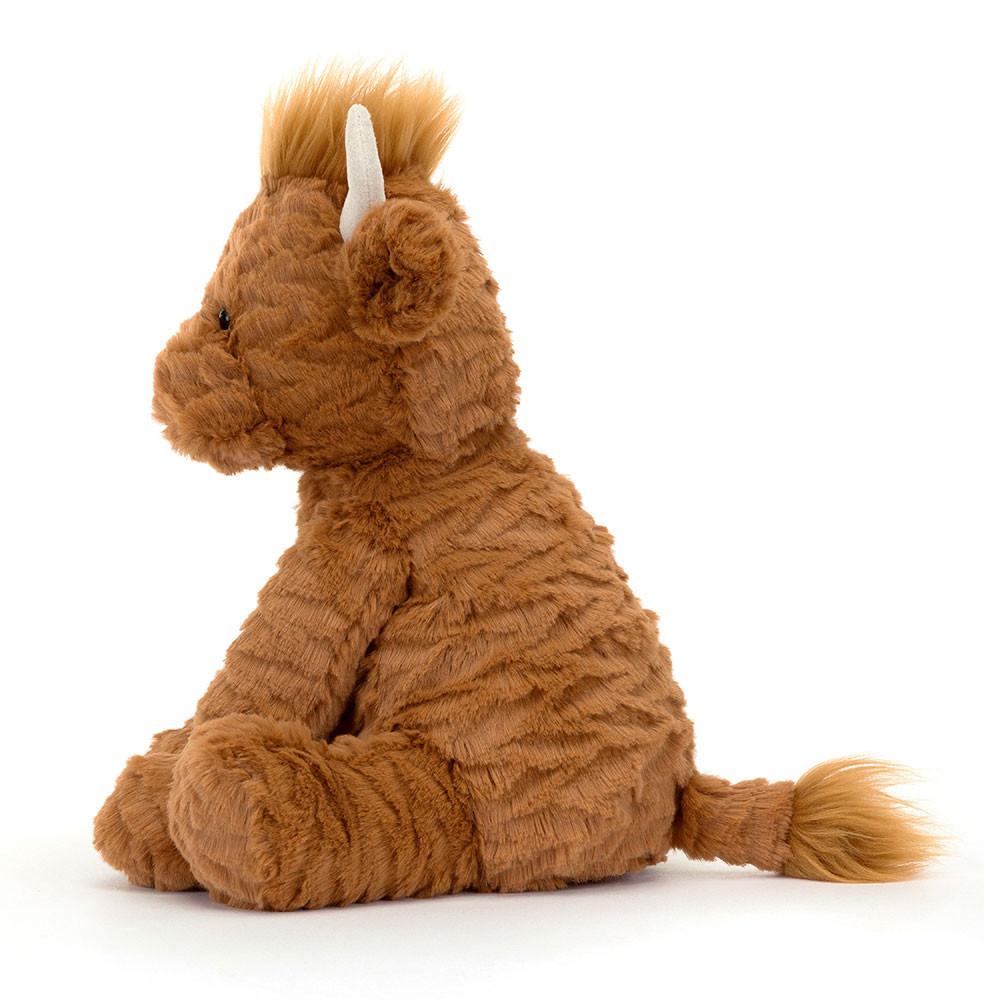 JELLYCAT Fuddlewuddle Шотландская корова Креативная Милая Форма Коричневая Кукла Плюшевая Кукла Сидящая Высота 23 см