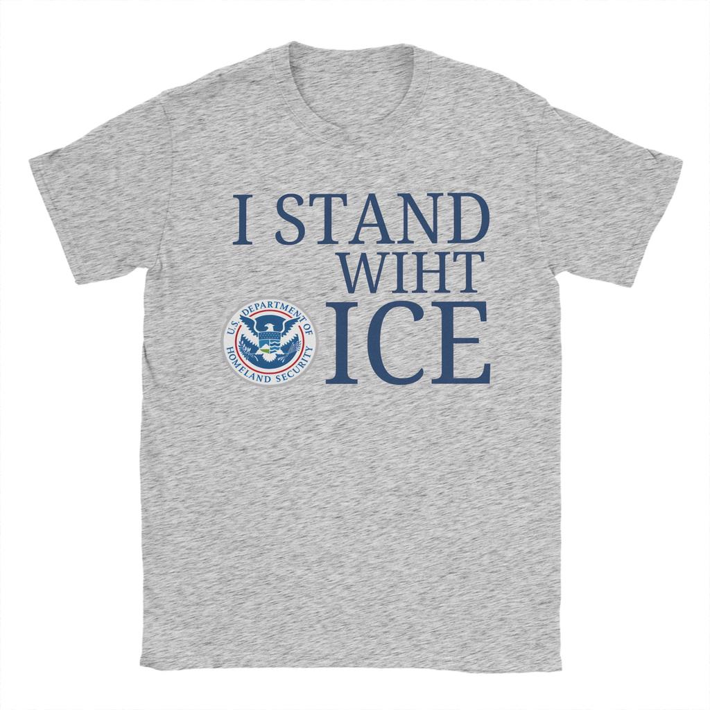 Unisex I Stand With Ice United States Immigration and Customs EnforceUnisext T Shirt Cotton Clothes Short Sleeve Tees Summer TShirts