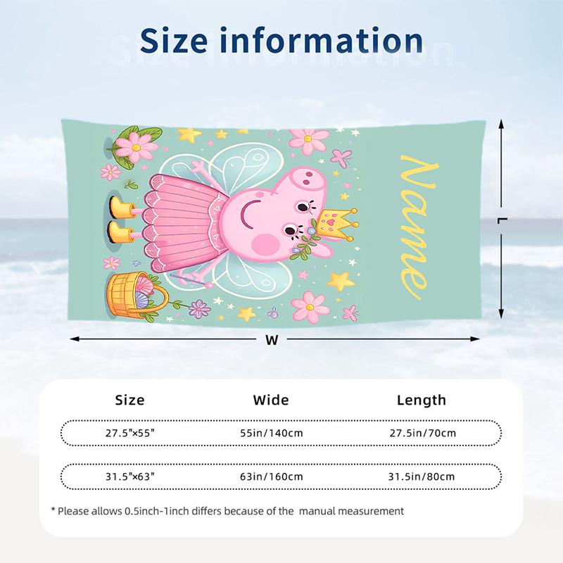 Little pink pig Custom Name Printed Beach Towel Personalized Soft Towel For Swimming Beach Travel
