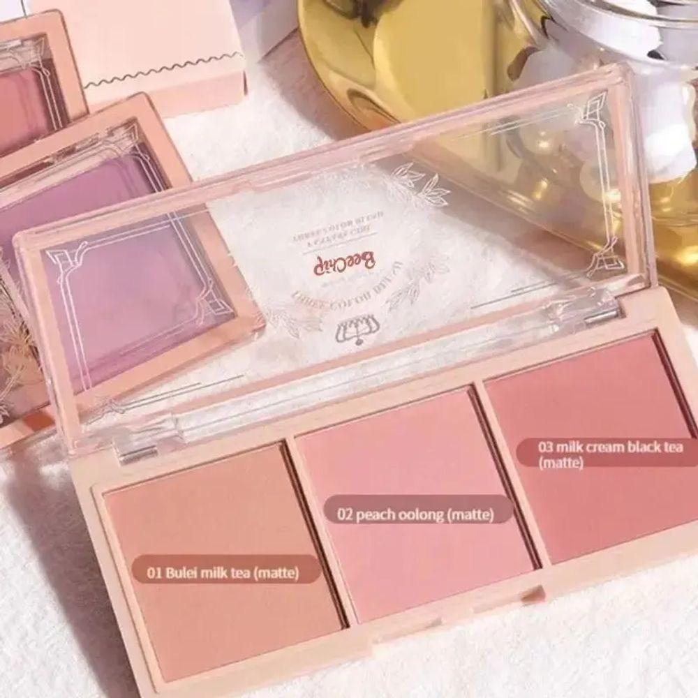Blush Nude Makeup Natural Matte Milk Tea Color Orange Lasting Art Highlighting and Grooming All-in-One Palette, Pink, 1 Piece