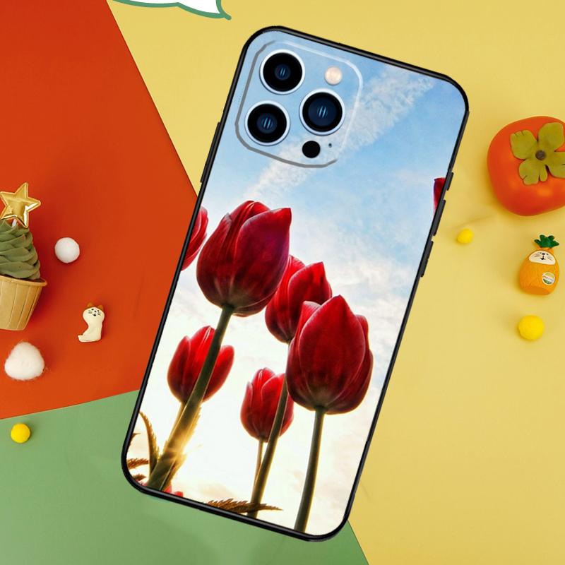 Цветочный чехол для телефона с тюльпанами для iPhone 17 Pro Max 16 15 13 12 11 14 Pro Max Plus 12 13 Mini 16e 17 Air Cover