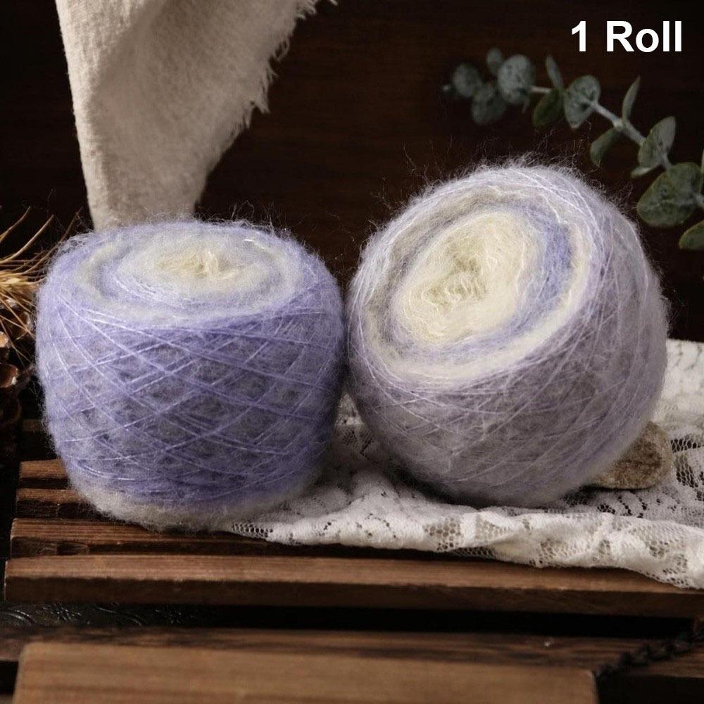 50G Gradient Color Rainbow Mohair Yarn Organic Cotton Blend Soft Texture Crochet Yarn 50g Weight Fine Hollow Hollow Yarn