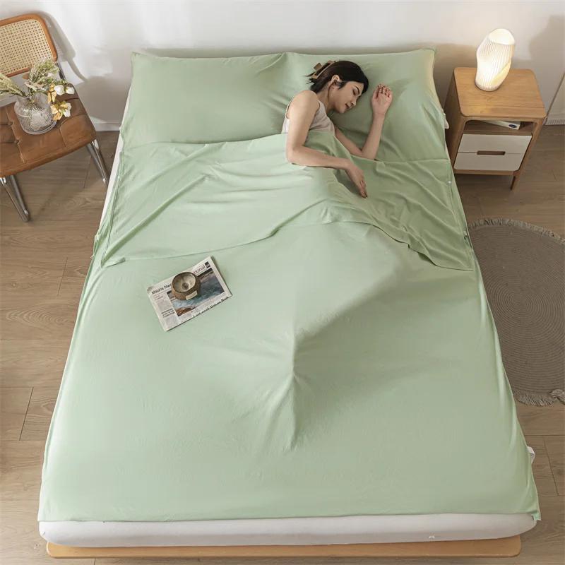 Легкий мытый хлопковый спальный мешок класса А, мягкий портативный дорожный спальный мешок для взрослых, грязеотталкивающая простыня для путешествий, отеля