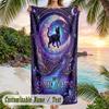 Mystic Moth Elegance Theme Quick Dry Beach Towel Custom Name Text Print Large Sand Resistant Towel Beach Vacation
