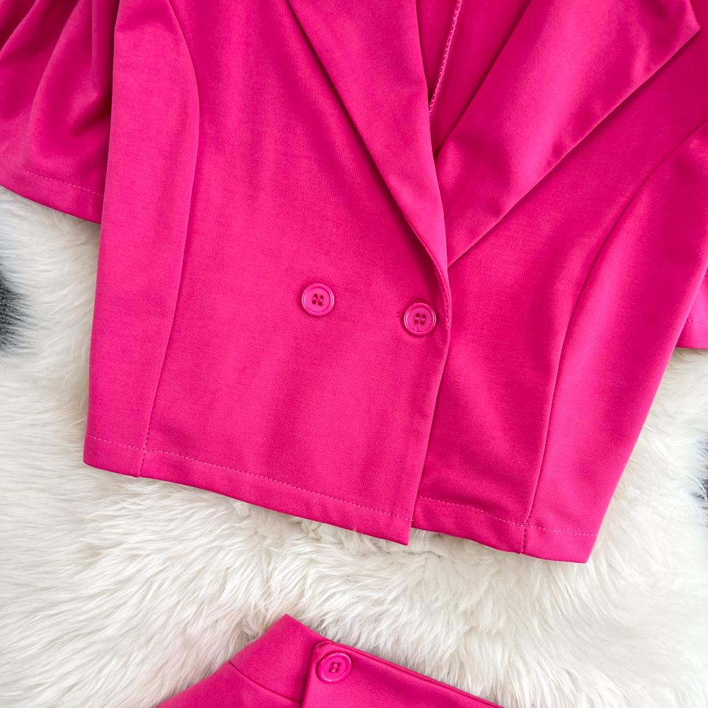 Женский костюм в стиле ретро с лацканами, свободная короткая куртка с пышными рукавами, юбка из двух частей с высокой талией и разрезом