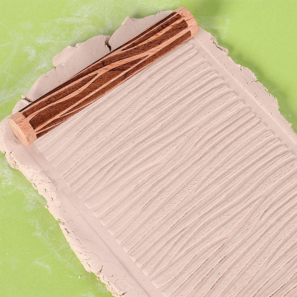 Портативный деревянный прижимной валик 3D Rolling Stick Texture Roller для глиняных инструментов