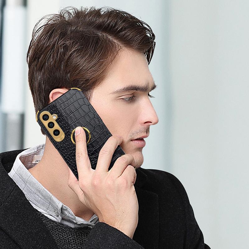 Чехол для Samsung Galaxy A15 4G/5G с текстурой крокодиловой кожи, гальванизированная накладка на телефон с подставкой