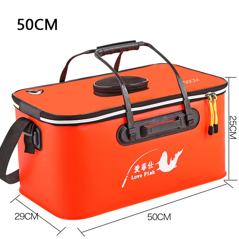 Foldable Wear-resistant Waterproof EVA Fishing Barrel Fishing Box Tools Box Optional Rechargeable Oxygen Pump 30cm/35cm/40cm/45cm/50cm Size Choices