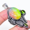 Rainbow Solar Quartz, Peridot Gemstone 925 Sterling Silver Pendant 2.52"