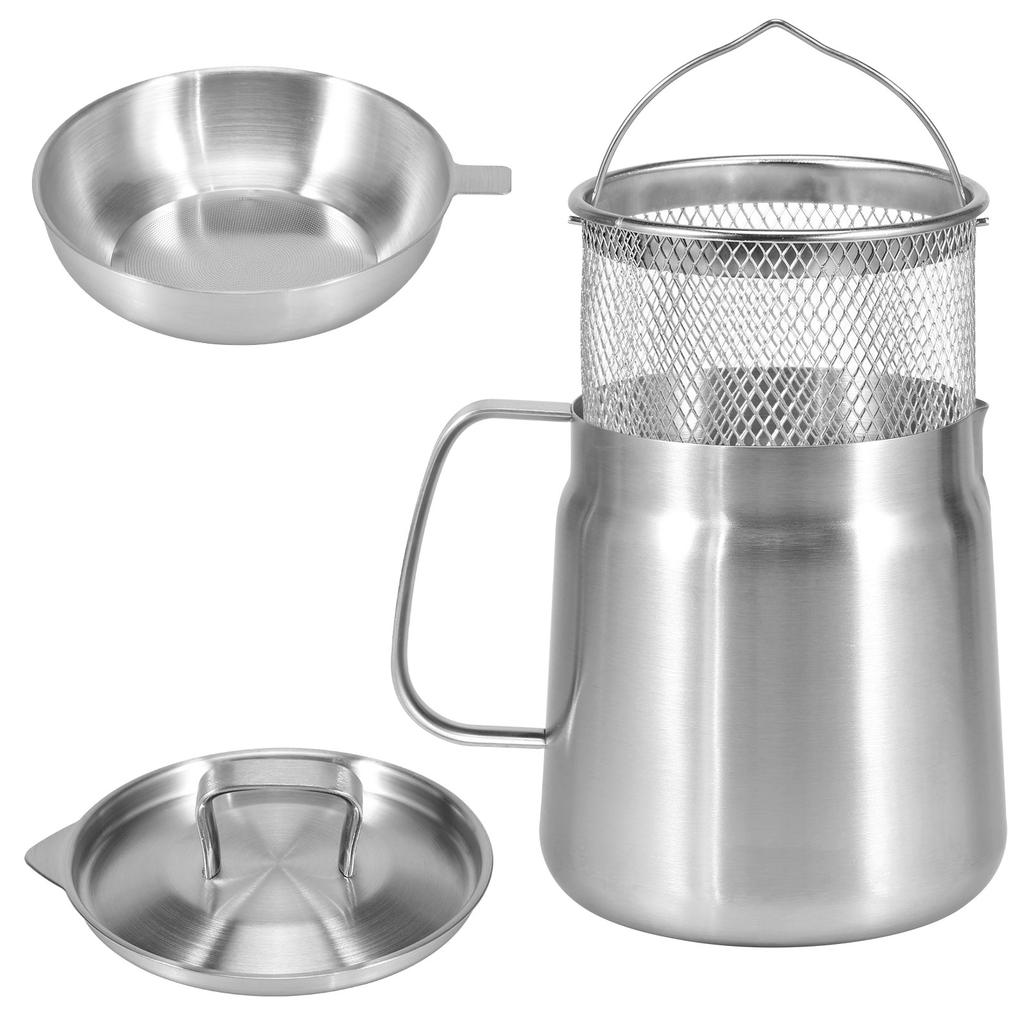 Масляный бак-фильтр из нержавеющей стали с крышкой и фильтром с мелкими порами 1,5 л/2 л бак для хранения масла эргономичная ручка многоцелевой кухонный то