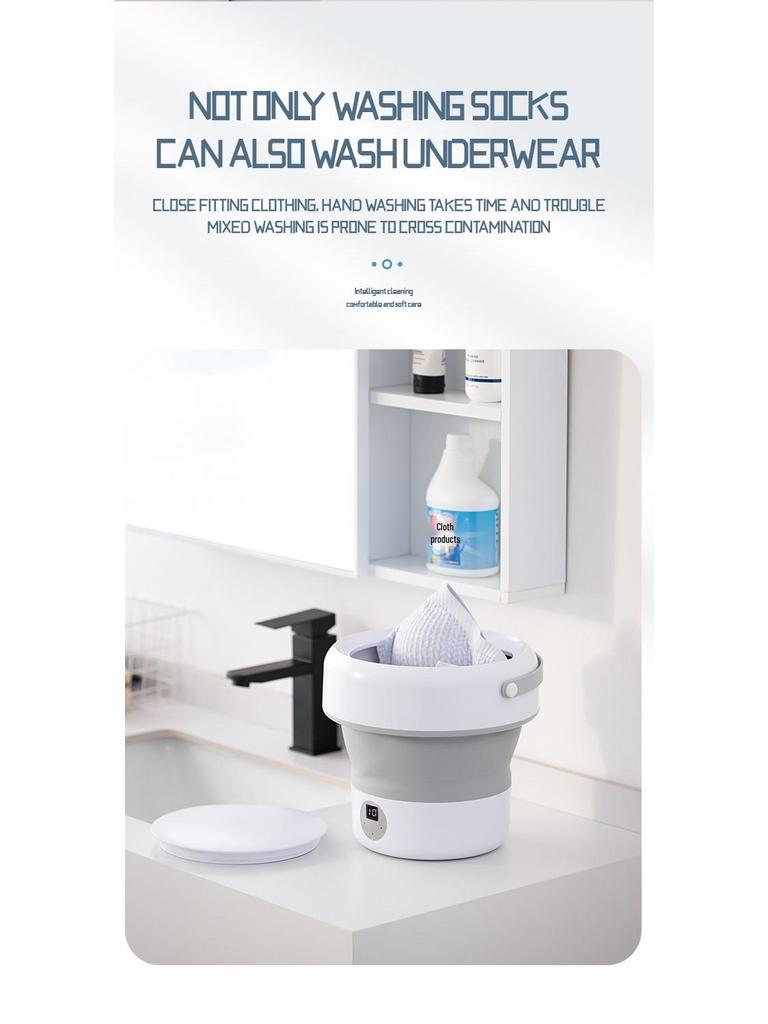 Compact Folding Mini Washing Machine for Students - Perfect for Underwear and Socks.