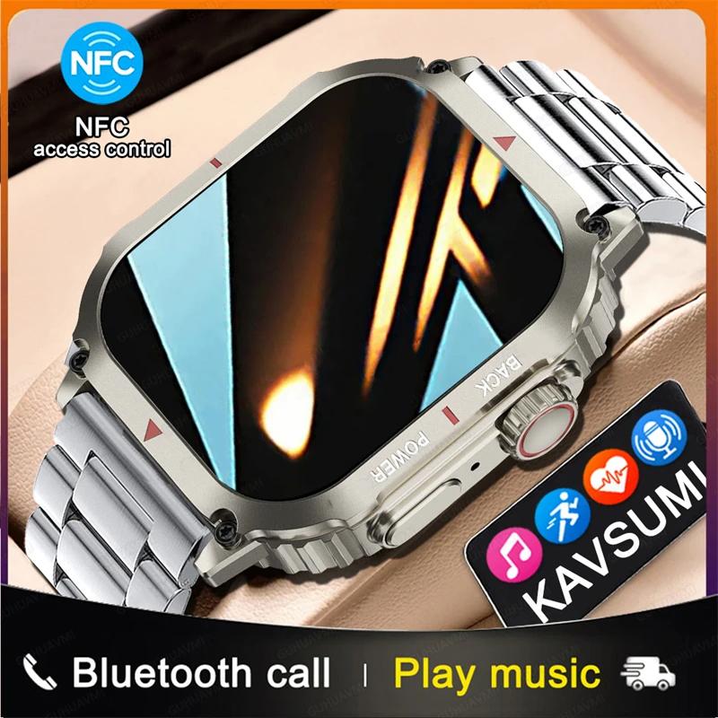 Новинка 2024 года, спортивные прочные военные умные часы, мужские часы Ftiness, IP68, водонепроницаемые, 1,95 дюйма, AI Voice, NFC, Bluetooth, умные часы с вызовами