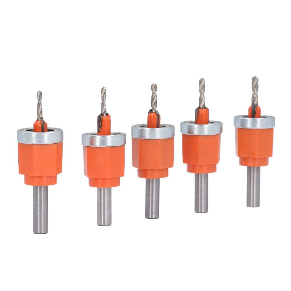 5pcs 2.8 3 3.2 3.5 4mm Diameter Countersink Drill Bit Set Wood Countersink Bit Kit PVC Edge Banding