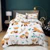 Girls Cartoon Fox Duvet Cover Set Cute Fox Bedding Set Kawaii Animals Comforter Cover Botanical Floral Bedspread Cover Full Size
