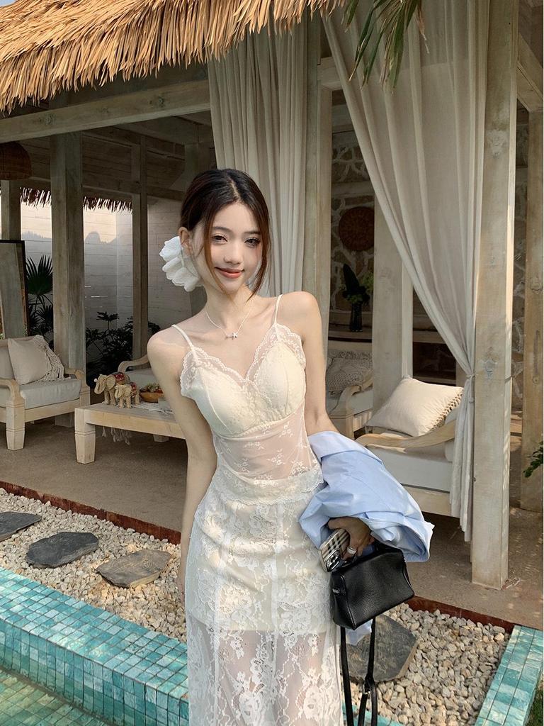 Женская синяя рубашка-жакет с кружевными вставками - корейский дизайн 2025 года, свободный крой, защита от солнца для лета