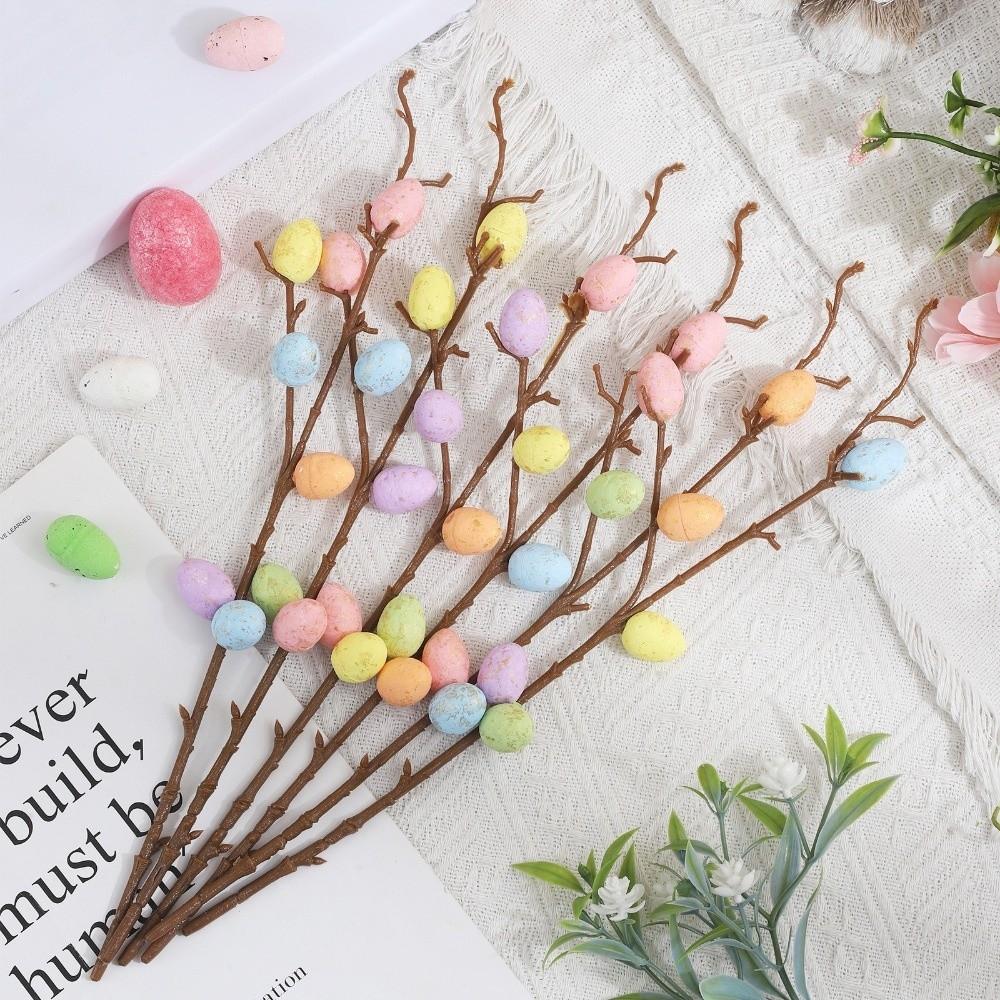 35CM Length Easter Egg Branch Fake Bouquets Egg Design Fake Plant Bouquet Artificial Branch Shape Vase Ornament Home Decor