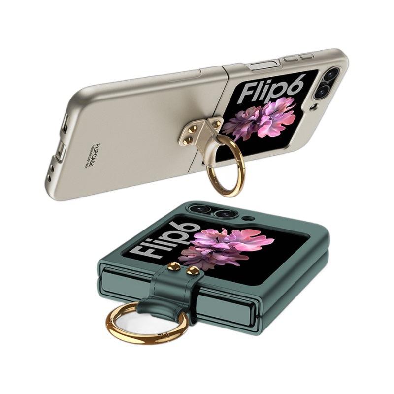 Применимо к чехлу для мобильного телефона Samsung Z Flip6 ультратонкий гальванизированный кольцевой держатель Z FLIP5 складной экран противоударный защитный чехол