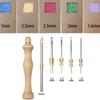 5 Sizes Embroidery Punch Needle, Wooden Handle Punch Needle Rug Hooking Tool Embroidery Pens for Stitching DIY Craft