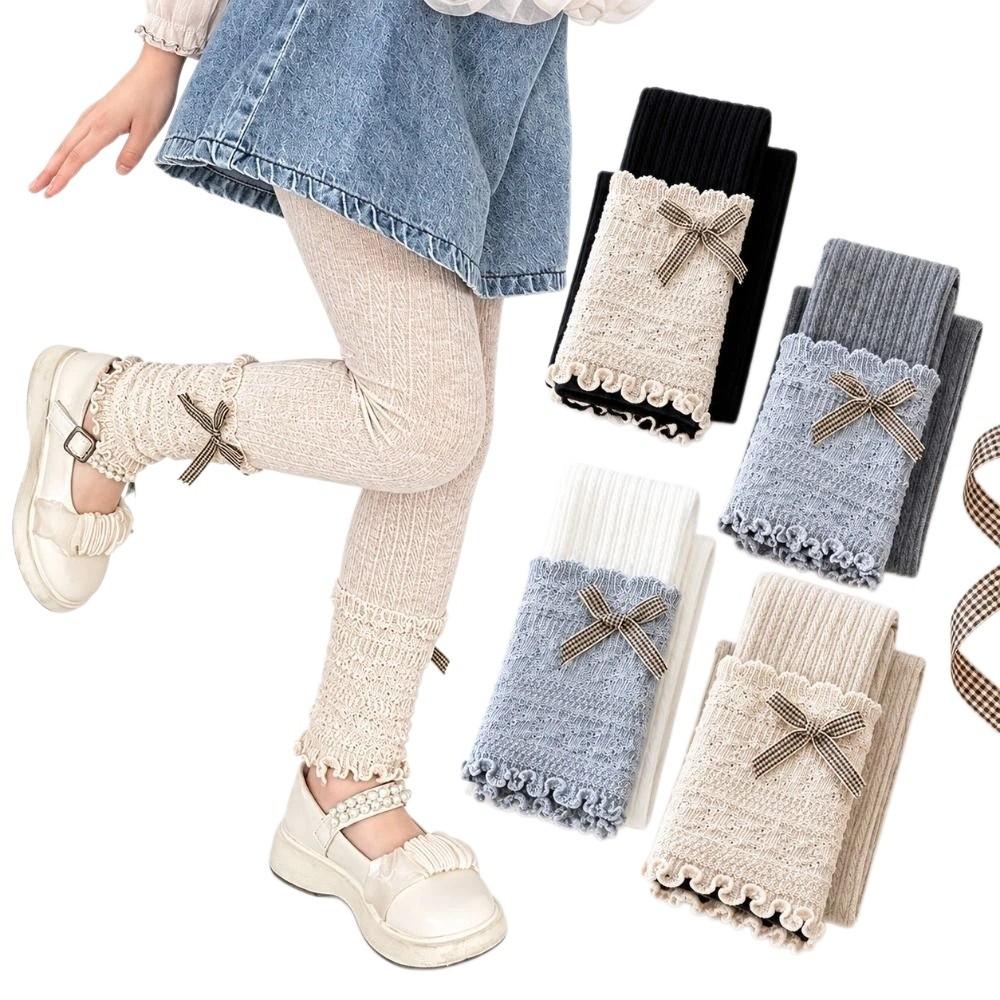Tight-fitting Girls Bow Leggings Ruffled Kids Pantyhose For Girls 90-150cm Tall