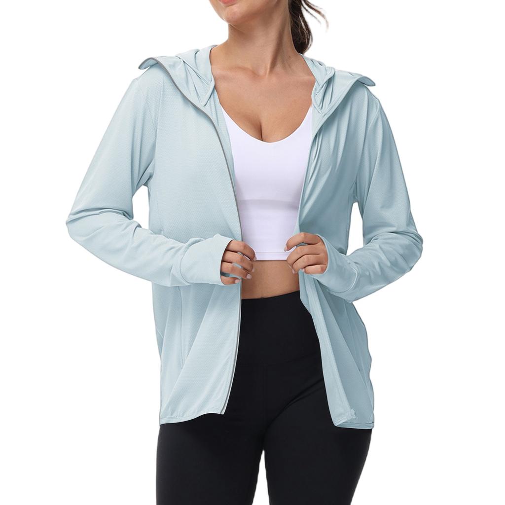 Женская куртка UPF Sun Shirts с капюшоном на молнии с УФ-защитой и длинным рукавом, летняя, из ледяного шелка, для активного отдыха с карманами