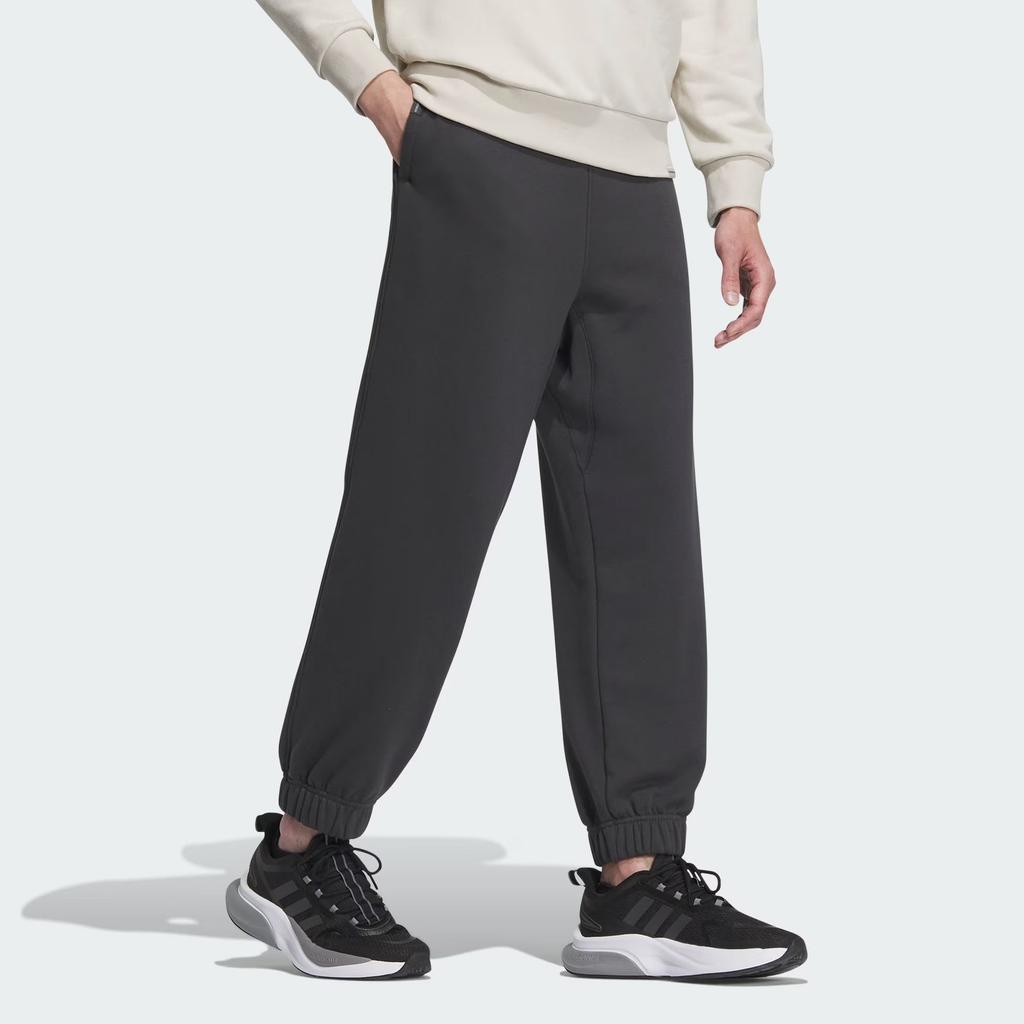 adidas Мужские вязаные брюки-джоггеры, цвет угольно-черный, с умеренной манжетой, IS7424