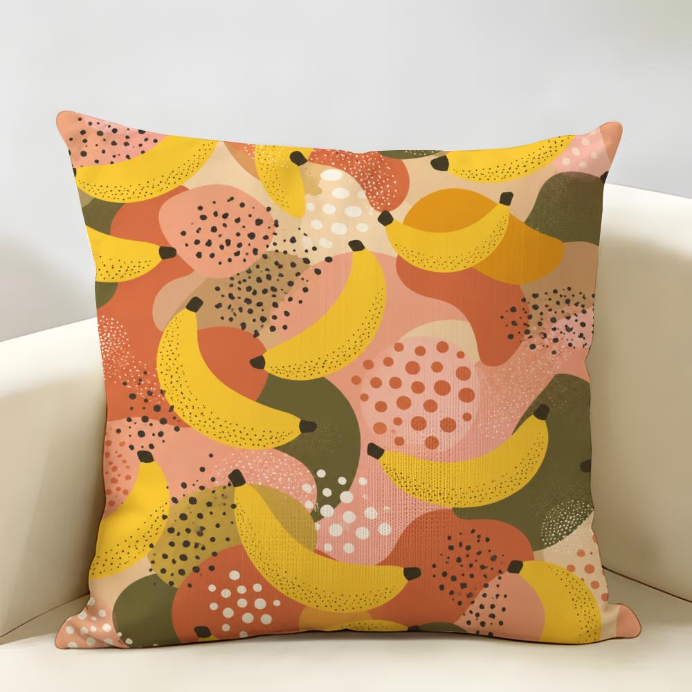 Banana Pop Art Cushion Cover Natural Linen Organic Fabric Double-Sided Printing Breathable For Home Decor