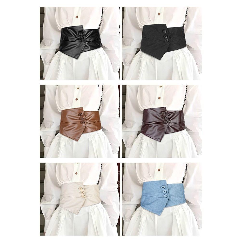 Fashion Trouser Button Belt Goth Retro Cummerbund Waistband Strap For Women Lady Girl Bridal