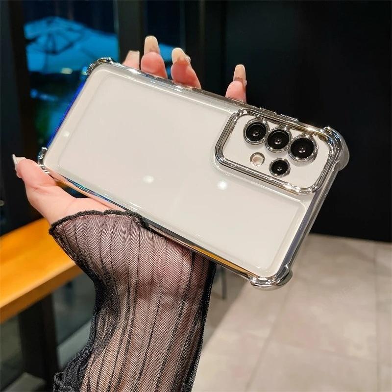 Противоударный силиконовый чехол с гальваническим покрытием «Четыре угла» для Samsung Galaxy A17 A56 A36 A73 5G A53 A52 A33 A23 A22 A13 A12