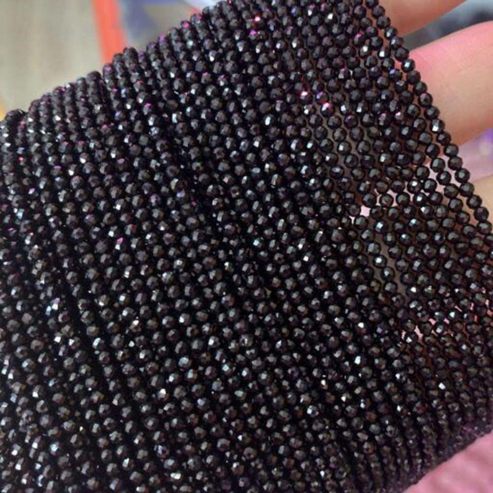 2/3/4mm DIY Bracelets Materials Handmade Loose Spacer Beads Black Spinels Stone Beads Necklace