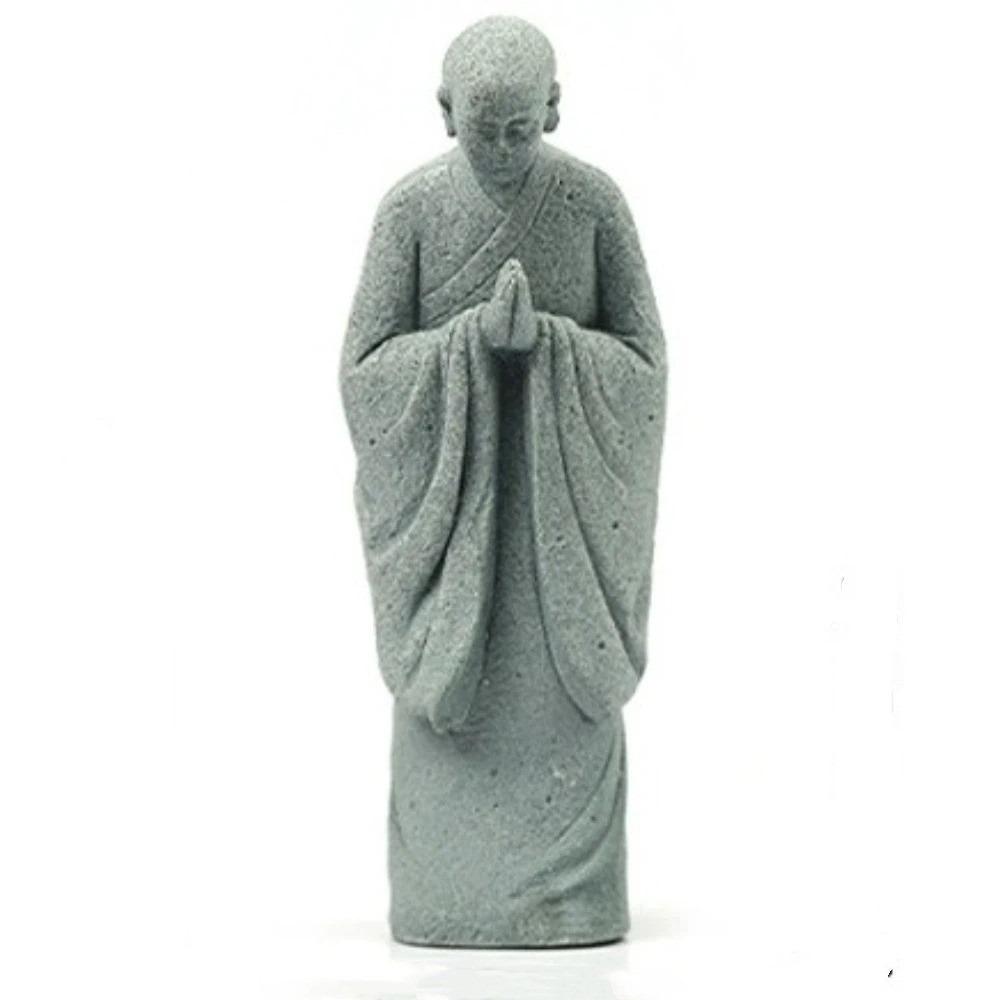 Micro-Landscape Meditation Monks Figurine Resin Funny Zen-Themed Decoration Desk Home Prayer Monks Statues