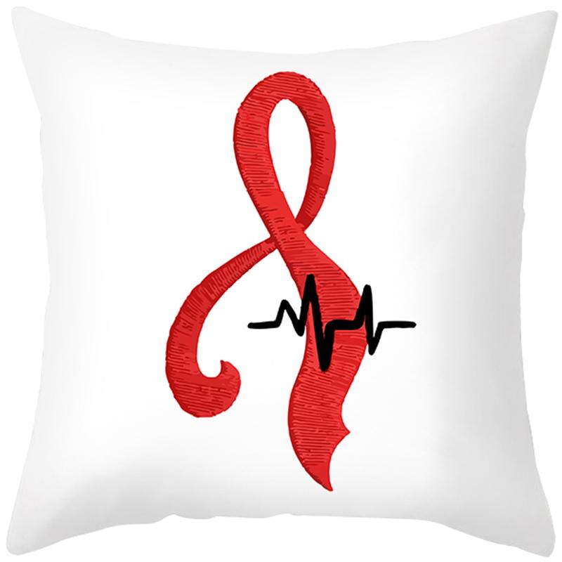 Peach Skin Pillow Cover Letter Ribbon Printing Sofa  Cushion  Household Goods