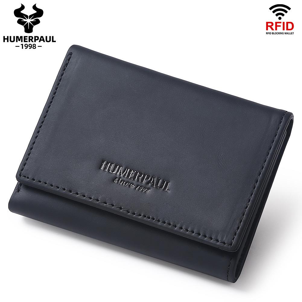 Humerpaul Женский кошелек-тройка из трехслойной коровьей кожи, RFID-защита от кражи, портативный кошелек, многослотовые слоты для карт, большая вместимость, несколько отделений