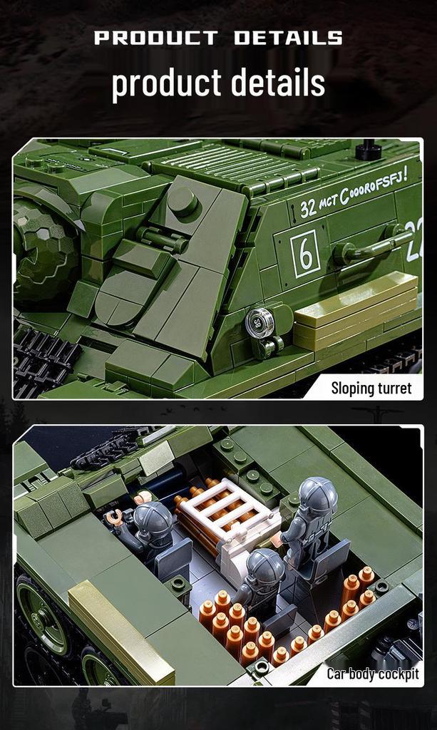 Cross-Compatible Lego WW2 Tiger T28 Heavy Battle Tank Fighter Building Blocks for Kids