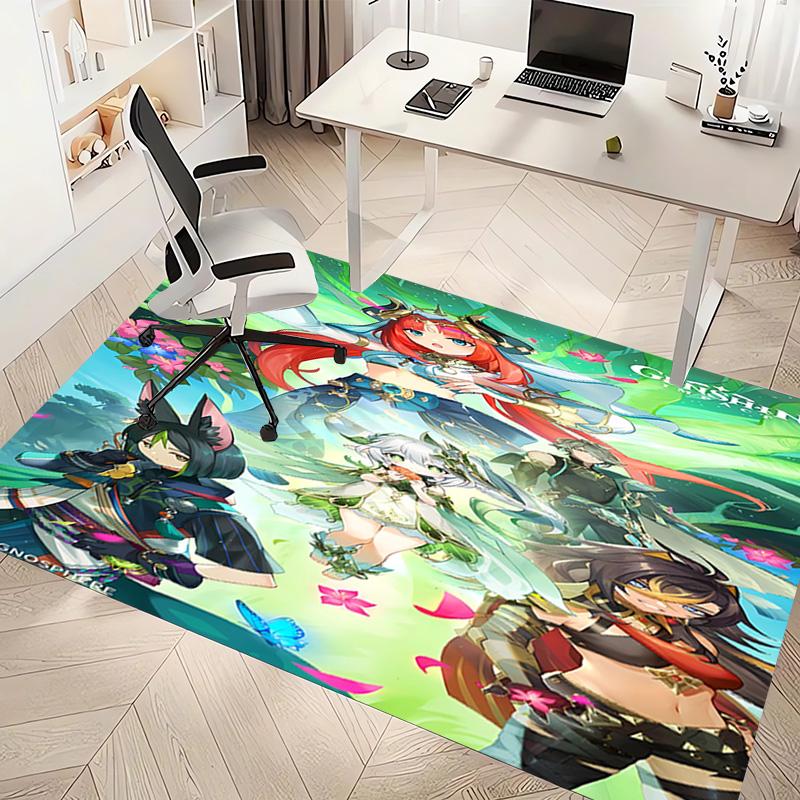 1pc Genshin Impact characters1 Print Area Rug - Soft, Washable Non-Slip Indoor Mat, Living Room, Home Office Decorative Rug,Office Decorative