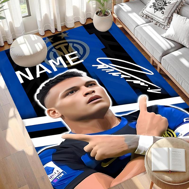 Custom Name Personalized Football Club Internazionale Print Carpet, Versatile Home Decor Rug, for Playroom, Apartment, Balcony, Entryway, Hallway Gift
