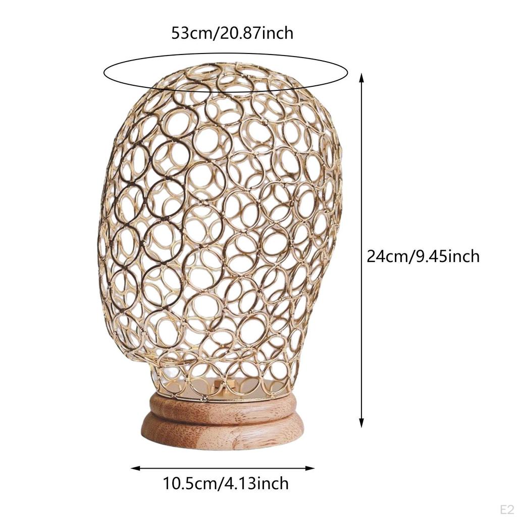 Hat Display Stand, Metal Hollow Mannequin Head with Wooden Base Wig Holder Stand for Caps,