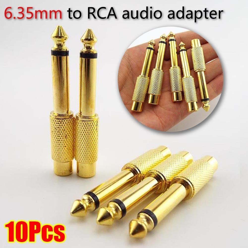 10Pcs Gold-Plated Contacts 1/4" Mono TS Male Connector