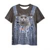 Summer 3D Digital Loose Print T-shirt Cartoon Cat Women's Short Sleeved T-shirt