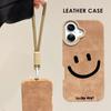 Чехол из кожи с принтом «Улыбка» + защитный чехол со шнурком, мягкий силиконовый чехол для iPhone