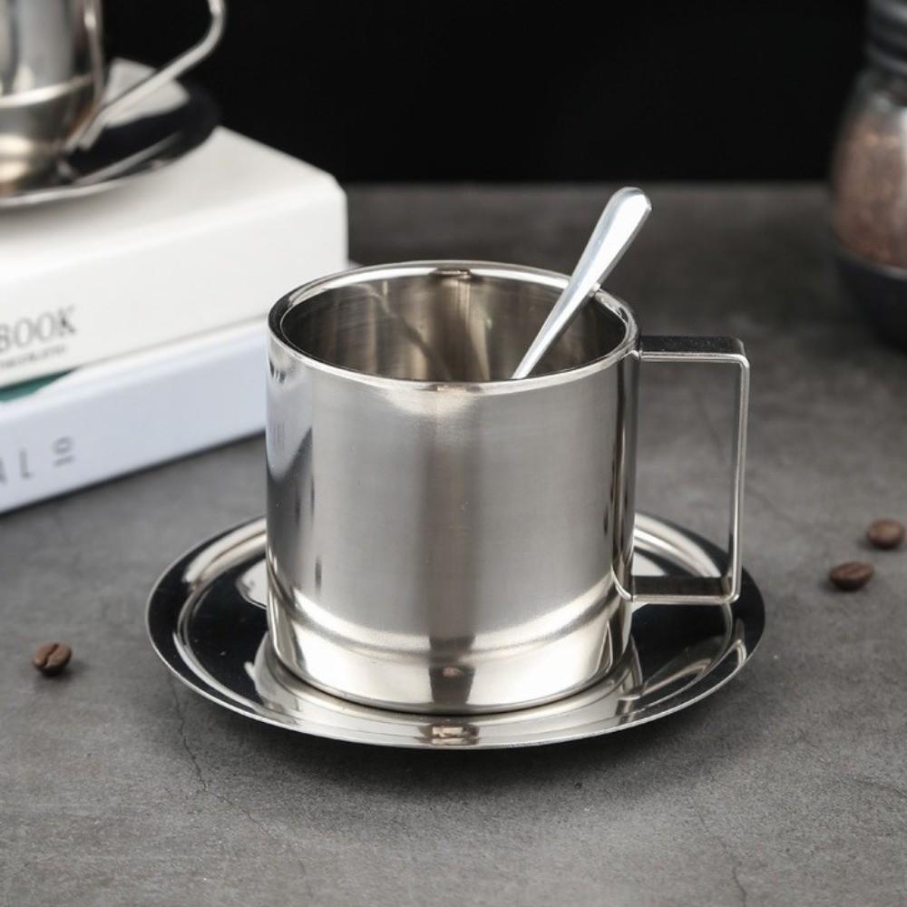Портативный набор кофейных кружек из нержавеющей стали 180/200/280 мл, с двойными стенками, термостойкая, с гладкой поверхностью, кружка для эспрессо, идея для подарка