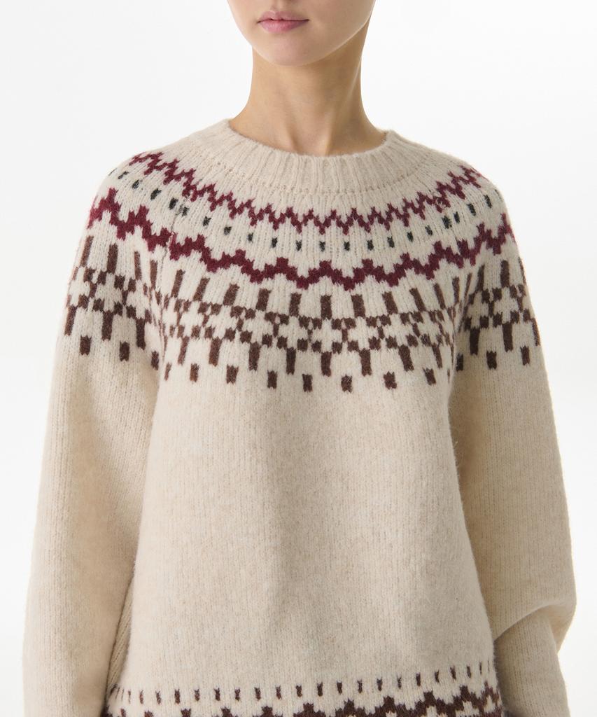 MUSINSA STANDARD WOMAN Женский свободный вязаный свитер в стиле Fair Isle [Кремово-бежевый]