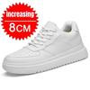 New Height Increasing Shoes for Men 10cm Invisible Elevator Sneakers White Leathe Sport Zapatillas De Hombre Big Size 46