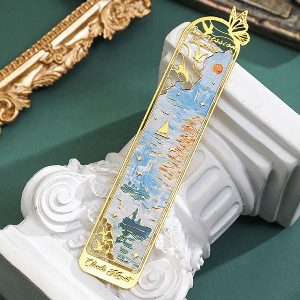 Hollow Metal Bookmark Oil Painting Pagination Mark Multifunctional Book Page Marker  Gifts