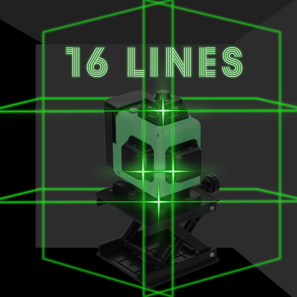 Многофункциональный 16-линейный лазерный уровень, 3 градуса, самовыравнивающаяся машина, перезаряжаемая литиевая батарея, нивелирующая машина