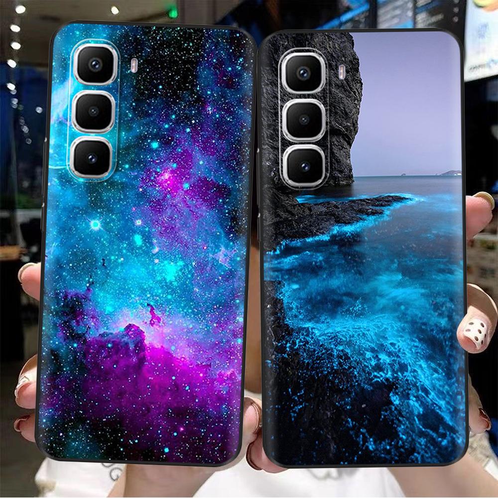Мягкий чехол из жидкого силикона для телефона Infinix Hot 60 Pro Plus, задняя крышка с художественным рисунком «Черная кошка» для Infinix Hot 60 Pro, черный