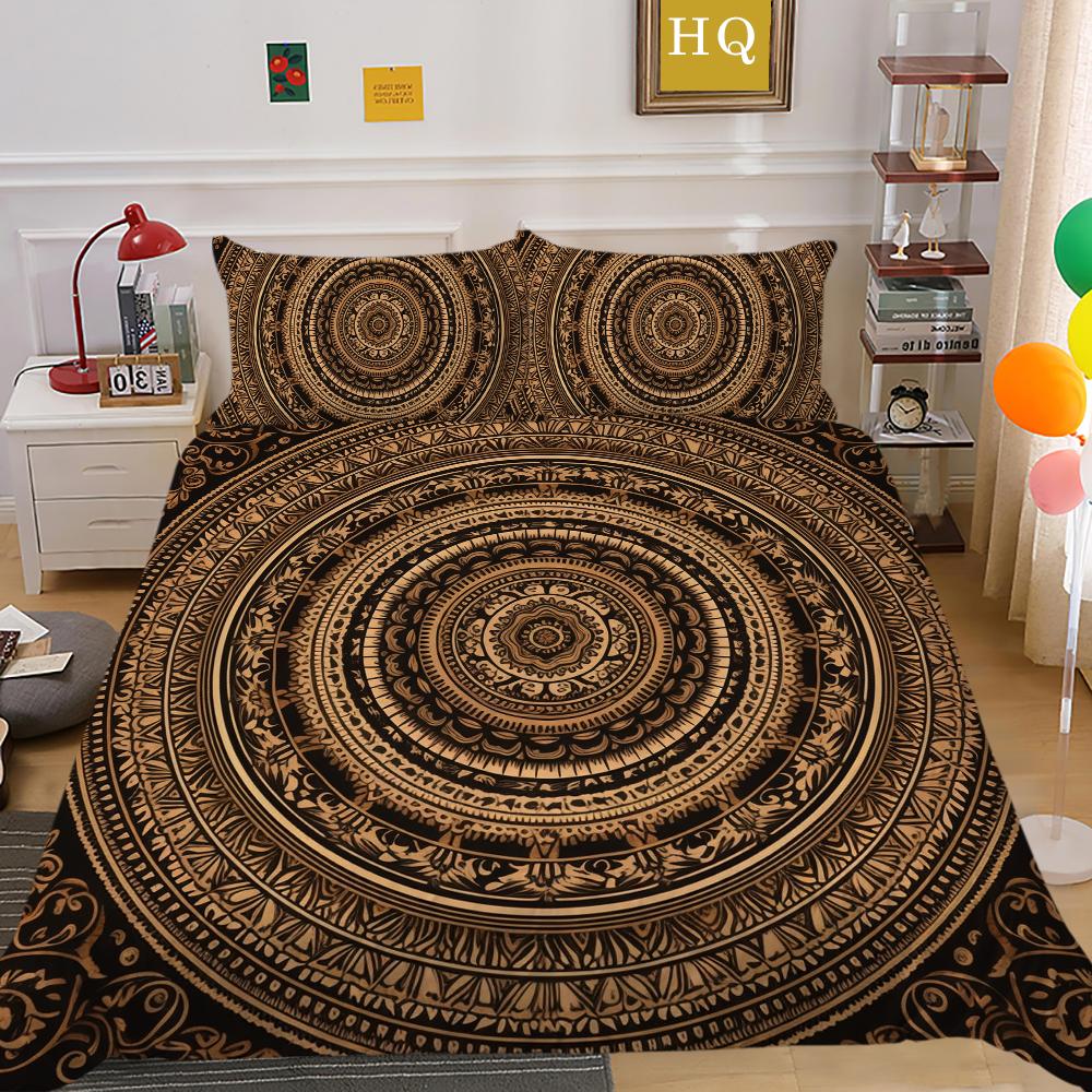 Mandala Printed Bedspreads Twin Size Microfiber Bedding Cover Cool Boy Fashion Duvet Cover Set Bedroom Decor