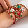 5pcs/set Snowflake Christmas Bracelets Santa Claus Beaded Woven Bracelet Set Gifts