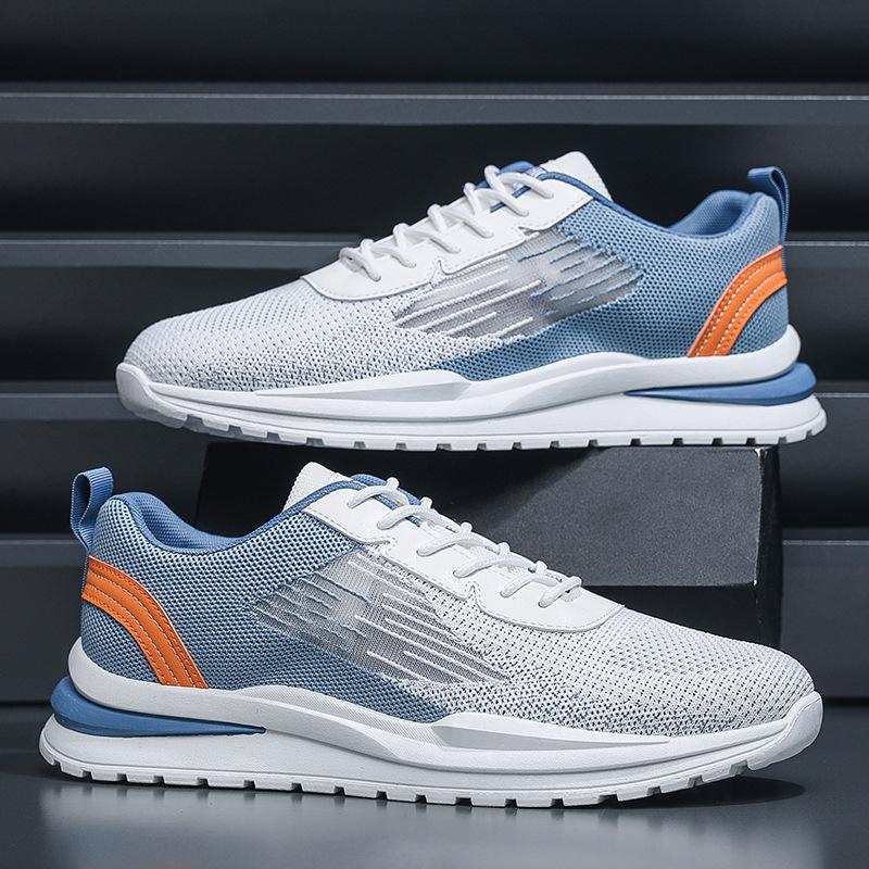 Мужская обувь 2024 новая летняя дышащая сетчатая обувь летающая тканая сетка повседневная универсальная молодежная беговая спортивная трендовая обувь