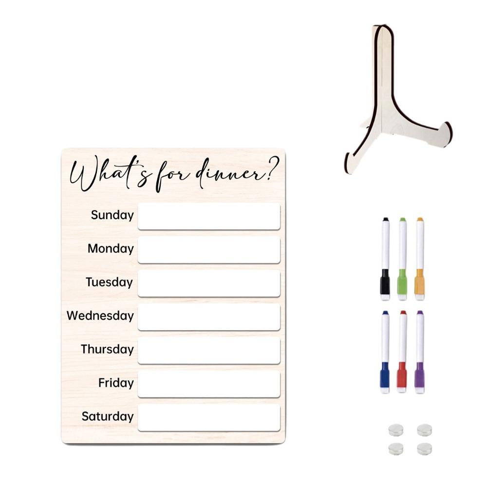 Wood Fridge Meal Planner with Pen Meal Prep Board Weekly Food Menu Board  Dinning Tale