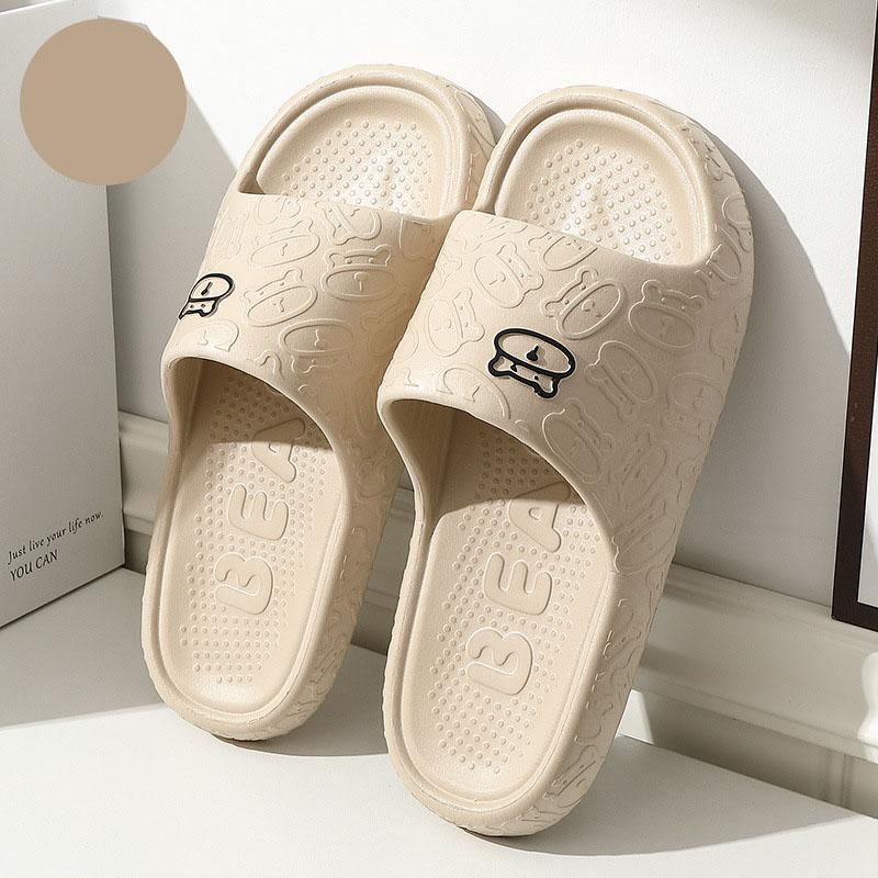 Outdoors Summer Women Men Flat Thick Platform Slippers Non-Slip Cartoon Home Bath Sandals Beach Slides Couples Ladies Shoes